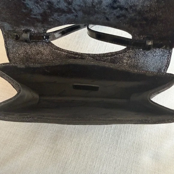 KRIZIA Vintage Y2K Black Gunmetal Shimmer Evening Clutch Made in Italy - Picture 11 of 16